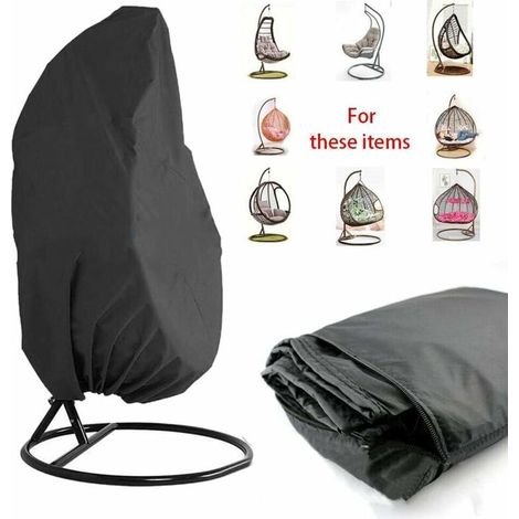 royaluxe - Housse de chaise suspendue grande, housse de chaise suspendue en bâche, housses pour chaises flottantes, tissu Oxford 210D avec housse en PU, housse de pluie, imperméable, respirante - noir (1/5)