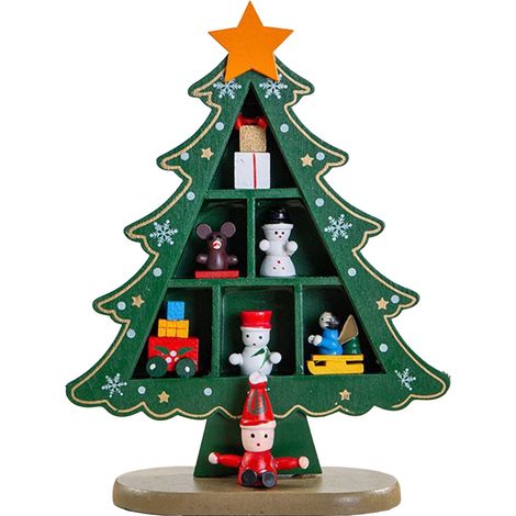 Arbre De Noël Miniature - Décoration De Bureau Et De Scène Festive - En Bois - 18 X 15 Cm - 1 Pièce (1/5)