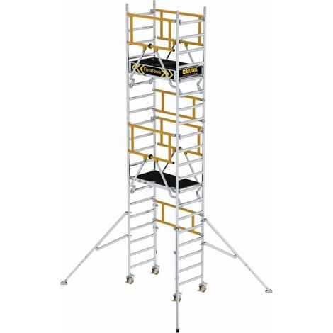 MUNK Rollgerüst FlexxTower SG ergo mit klappbaren Dreieckauslegern und Schwenkfuß Plattformgröße 1,20x0,60m Arbeitshöhe 6,10m