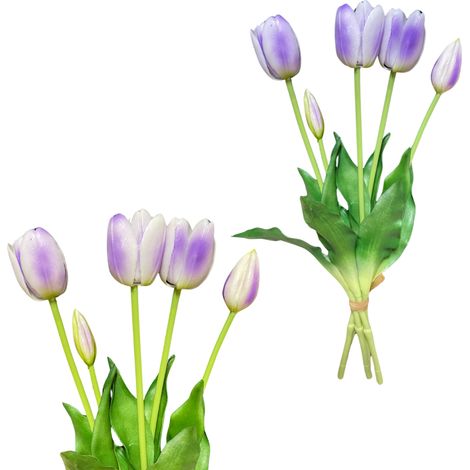Tulipanes lavanda - Ramo de caucho con tulipanes 39 cm Color Real Touch 18 (1/5)