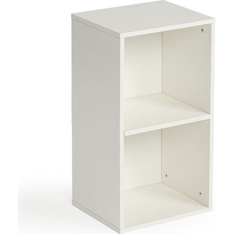 FurnitureR 2-stufiges Standregal, Würfelregal mit 2 offenen Fächern, platzsparendes Aufbewahrungsregal für Wohnzimmer, Schlafzimmer oder Büro, Weiß (1/5)