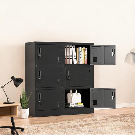 Casier de rangement métallique 6 portes avec serrures noir H100 (1/5)