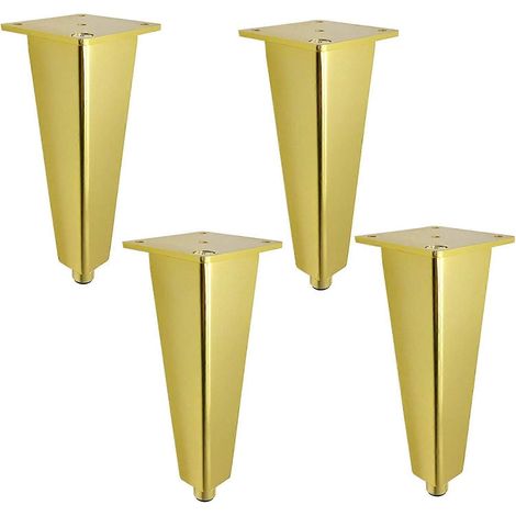 Ensemble de 4 pieds de meubles réglables, pieds de meubles en métal à monter soi-même, pieds de penderie, pieds de lit, pieds de canapé, pieds de table, alliage d'aluminium doré de 25 cm. (1/5)