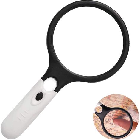 MINKUROW Lupa De Lectura Iluminada 3 Led Lupa Lupa Iluminación Para Personas Con Problemas De Visión 3x 45x Portátil Ligero De Mano Con Luz Para Joyero Lector Artista Ancianos-Cumpleaños Regalo De Nav (1/5)