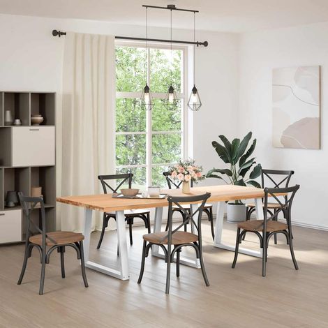 Maison Exclusive - Esstisch Beine V-Form 3 Stück Weiß 70x(72-73,3