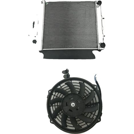 Radiador de aluminio, tamaño del núcleo 20" x 18,9", tamaño total 21,3" x 26,8", entrada/salida 1,38" / 1,57", 3 filas, compatible con Jeep CJ-7 1976-1986 (1/5)