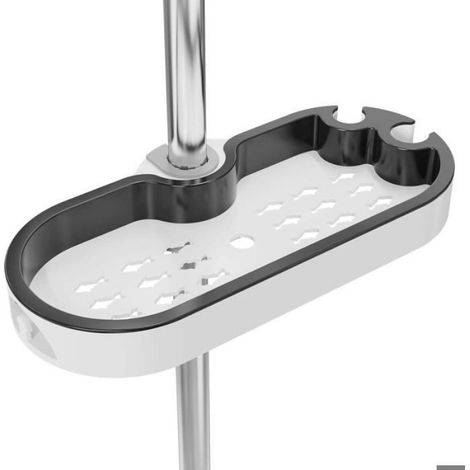 Étagère De Douche - Sans Perçage - Réglable Pour Rail De Douche 22 24 25 Mm - Avec Boucle Et Crochet - 1 Pièce (1/5)