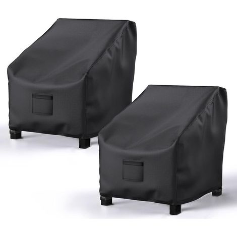2 housses chaises patio imperméables 600D oxford, pour fauteuil jardin 38"x31"x29" (noir) (1/5)