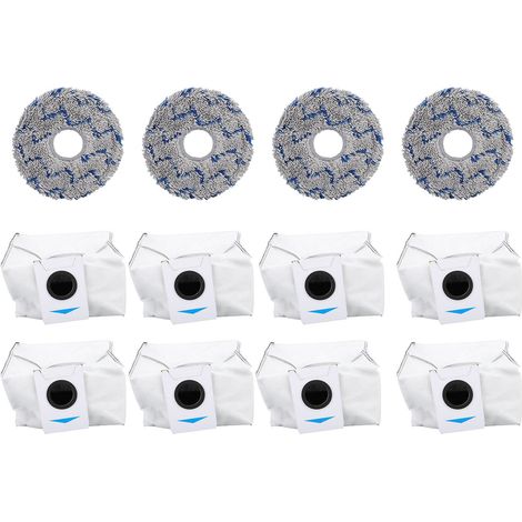 Staubbeutel- und waschbares Wischtuchset für Ecovacs Deebot T20 Omni X1 Omni T10 Omni wiederverwendbare Mikrofaser 8 Beutel 4 Pads (1/5)