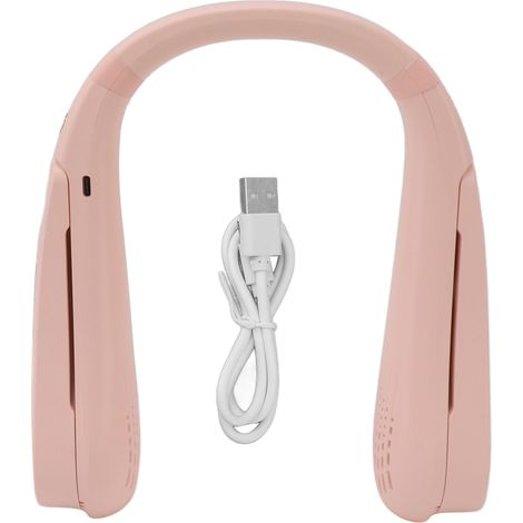 Klingenloser Nackenventilator, USB-aufladbar, 5 Geschwindigkeitsstufen, tragbar und leicht für den Außenbereich, pink (1/5)