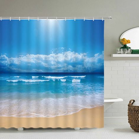 Rideau de douche 150x180 cm imperméable avec crochets