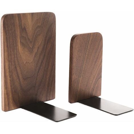 Serre Livre, cale Livre, Support de Serre-Livres en Noyer Noir pour étagères, Support de Rangement pour Organisateur de Serre-Livres antidérapant 17x13 cm pour la Maison, Le Bureau (1/5)