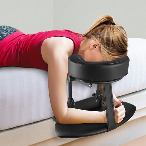 Support en aluminium pour l'espace du visage avec éponge Accoudoir suspendu pour table de massage, appui-tête universel réglable lit visage berceau pour table de massage - noir (1/5)