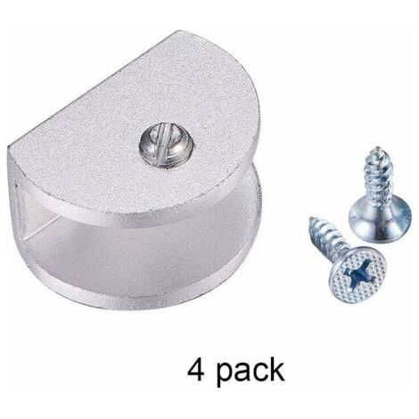 INHHUB Lot de 4 supports de serrage réglables en alliage d'aluminium pour étagère en verre de 8 à 12 mm d'épaisseur (semi-circulaire)-INHHUB