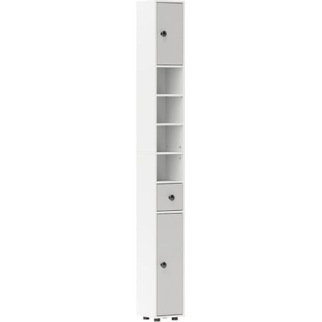 Slim Light Grey Bathroom Cabinet 180cm with Drawers, Shelves, and Cupboards for Smart Storage Solution