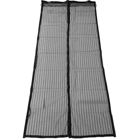 Rideau de porte magnétique insonorisé anti-insectes pour la maison, avec crochets et boucles, rayures noires, 90 x 220 cm (1/5)