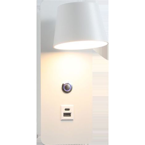 AMXCNOY Applique murale LED rotative en métal avec port de chargement USB, veilleuse à lumière blanche chaude 2700 K, idéale pour la lecture et l’éclairage d’ambiance. (1/5)
