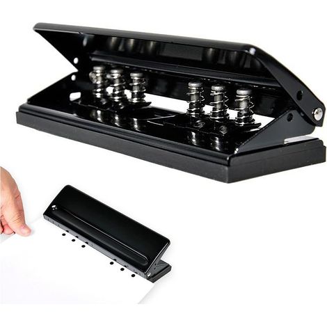 Perforatrice métallique réglable à 6 trous pour classeurs à six anneaux (formats A3/A4/A5/A6/B4/B5/B7) - Capacité : 6 feuilles (1/5)