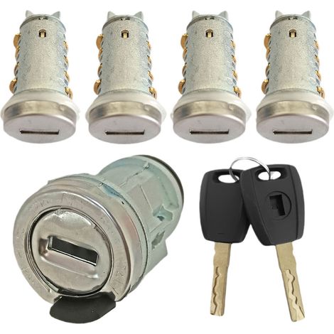 Compatible con todos los coches Fiat. Cerradura de encendido Fiat corta. Cerradura de puerta corta. Incluye 2 llaves.