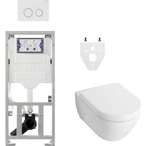 Toilet Pack Villeroy Boch Subway 2.0 DirectFlush - réservoir Geberit - fermeture douce - plaque de commande Sigma20 - blanc (1/5)