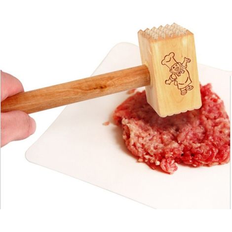 Trade Shop - Ablandador De Carne De Madera Martillo De Cocina Batidor - (1/2)