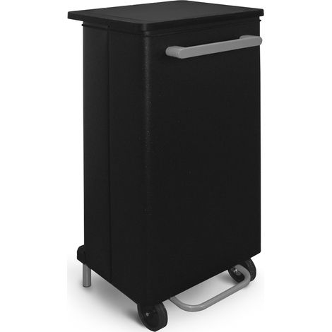 Pattumiera Per Raccolta Differenziata 47x37xh96 cm in Acciaio con Apertura a Pedale Nero (1/2)