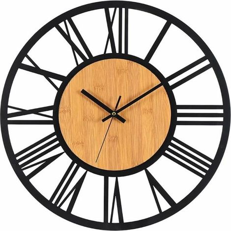 Horloge murale - YYV - 40 cm - Métal et Bois - Silencieuse - Vintage (1/4)