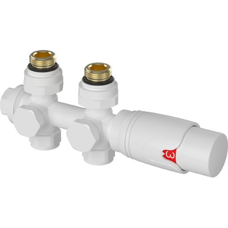 Valvola termostatica kit multiblocco per radiatore ottone bianco 030011133