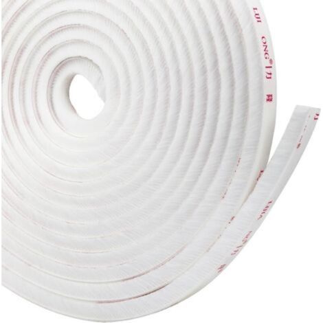 Bande de Brosse Autocollante Résistant au vent Anti-poussière pour Fenêtres et Portes Coulissantes 10mx 9mm x 9mm Blanc (1/4)