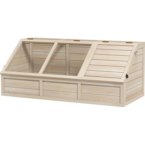 Cage tortue bois avec couvercle ouvrable loquets 2 espaces distincts bois naturel