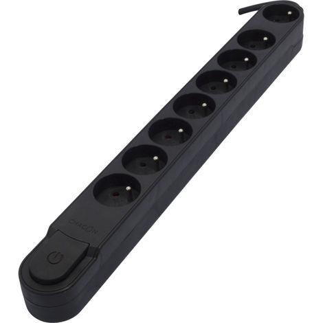 Bloc multiprise 8x16A - interrupteur pied - 3500W - 5m - Noir - Chacon (1/2)
