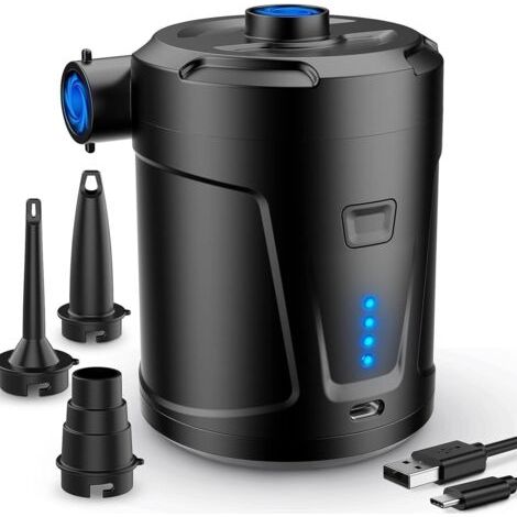 Pompe à air électrique, Batterie Rechargeable 5200 mAh, Gonfleur Matelas Gonflable avec 3 Buses d'air, Gonfleur Rapide pour Bateau Pneumatique/Matelas Pneumatique (1/5)