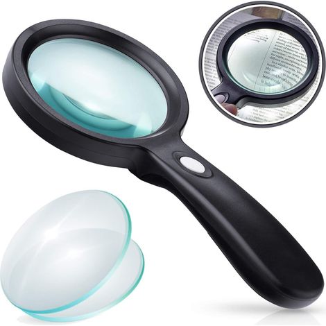 Loupe 10x avec lumière, 12 LED, loupe de poche, adaptée à la lecture, à l'inspection, aux loisirs et à l'artisanat, diamètre de la lentille 90 mm. (1/5)