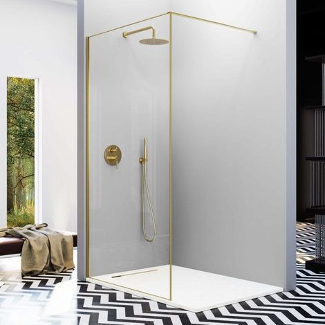 Walk In Duschwand FRESH ARENA gold gebürstet / 100 cm