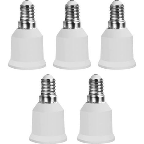 5x Convertisseur de douille E14 à E27, Convertisseur d'adaptateur, Base de lampe, Adaptateur de douille de lampe, Adaptateur de lampe pour lampes et ampoules LED et Lampes fluocompactes (1/5)