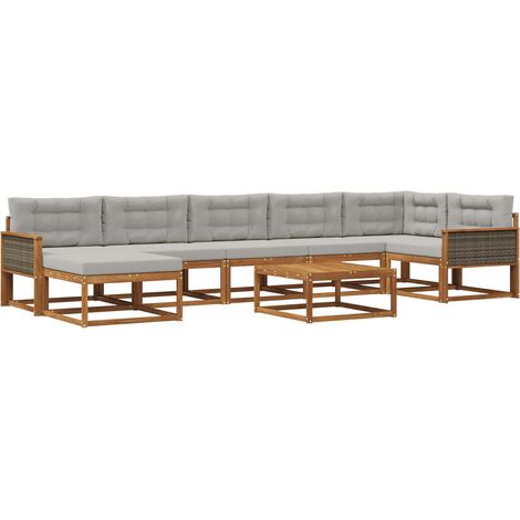 Outdoor Sofa Set with Cushion 8 pcs Natural and Light Grey vidaXL (1/5)