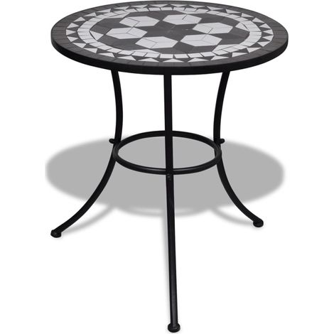 Vidaxl – Table de bistro mosaïque 60 cm – Cadre en fer laqué – Dessus en céramique facile à nettoyer – Pour balcon et jardin