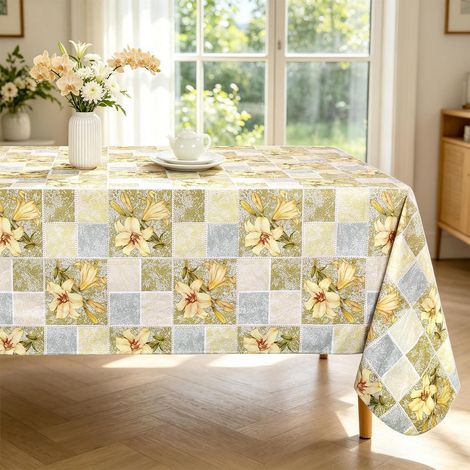 PVC Tischdecke Blumen 152x213 cm Rechteckig Abwaschbar Pflegeleicht