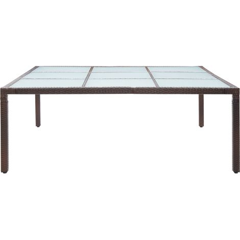 Table à manger de jardin，Table d'extérieur Marron 200x200x74 cm Résine tressée CFW63987 (1/5)