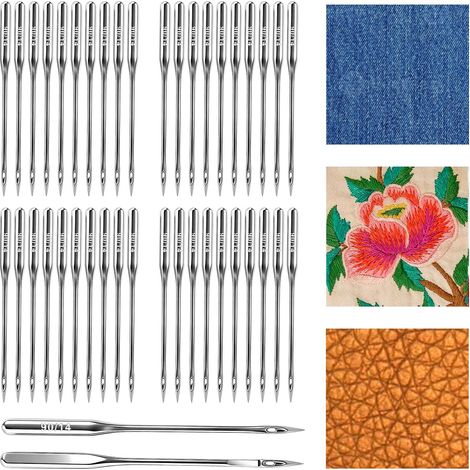 Lot de 100 aiguilles pour machine à coudre - Taille 90/14 - Universelles - Accessoires pour la broderie du cuir et des jeans