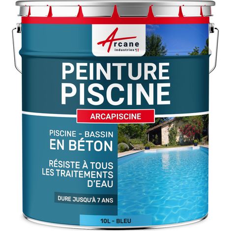 Arcane Industries – Peinture étanche pour piscine béton – 10 L – Aspect mat soyeux – Résistance aux agents chimiques – Couleur bleu, blanc, gris, noir, vert