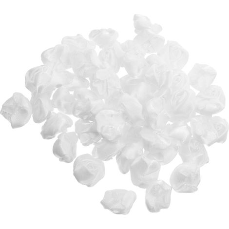 Lot de 50 Têtes de Fleurs en Satin Blanc Artificielles, Légères et Résistantes la Décoloration, pour Mariages et Bracelets Décoratifs (1/5)