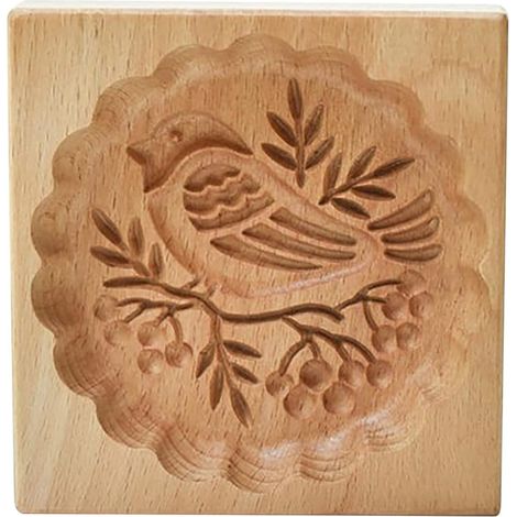 Emporte-pièce en bois, tampons à biscuits de Noël, outil de décoration et de pâtisserie en relief 3D, moule à biscuits familial à faire soi-même pour muffins, gâteaux de lune et biscuits (oiseau) (1/5)