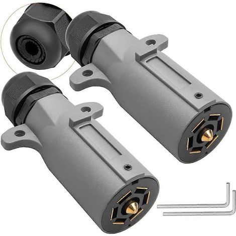 Prise de remorque 7 broches pour camping-car avec joint d'étanchéité IP68, lot de 2, style camping-car. (1/5)