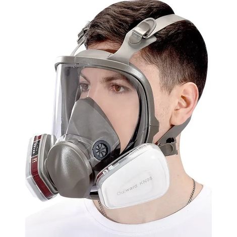 Masque de protection avec lunettes intégrées pour peinture, gaz et poussières, avec 2 filtres en coton KN95 interchangeables, Modèle 2 (1/5)