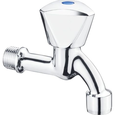 Schläfer 431010 Rubinetto Singolo Acqua Fredda 1/2" con Aeratore M22 Anticalcare per Lavanderia o Cucina Rubinetto Lavabo in Ottone Cromato, Rubinetto da Giardino, Rubinetto Esterno. (1/5)