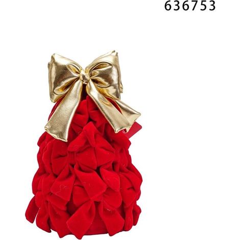 TRADE SHOP - Albero Di Natale Di Fiocchi Da 18cm Con Fiocco Dorato Addobbo Decorazione Natalizia Feste - Rosso (1/2)