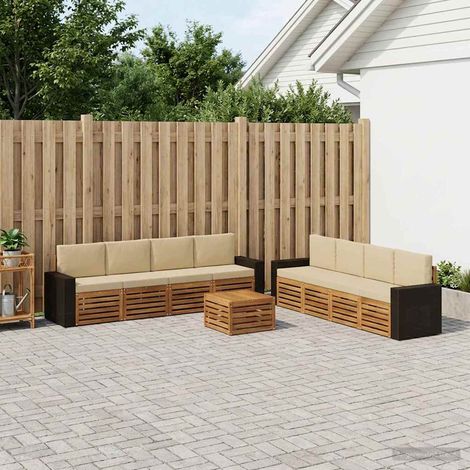 vidaXL Outdoor-Sofagarnitur 9 Stk. Natur und Beige (1/5)