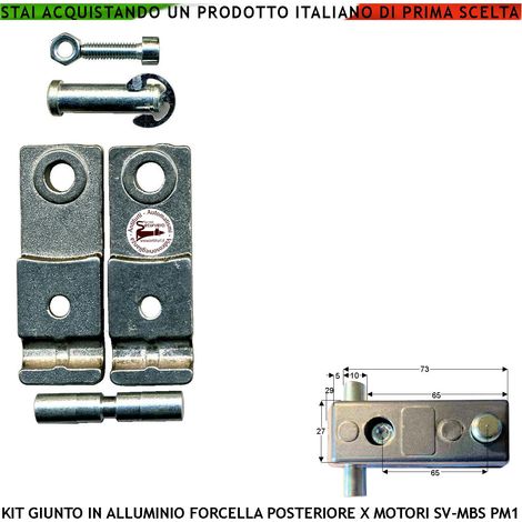 Giunto Posteriore in Alluminio 121091 Forcella Para Strappi sforzi Eccessivi e Leggeri Disallineati Ricambio per Motori o Attuatori Securvera Serie SV-MBS SV-MBQ SV-MBC PM1 SC PM1 LINEAR 11 BH24 (1/4)