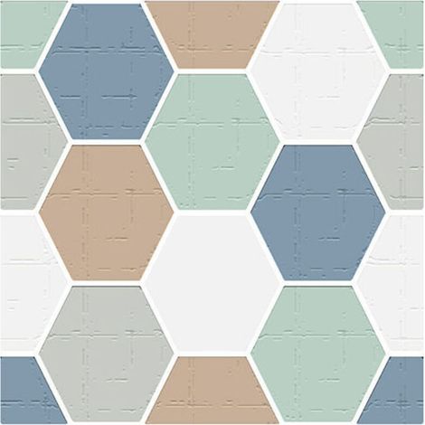 6 pièces carreaux hexagonaux bleus et verts (20 x 20 cm) - Autocollants pour cuisine, salon, salle de bain et décoration intérieure PVC